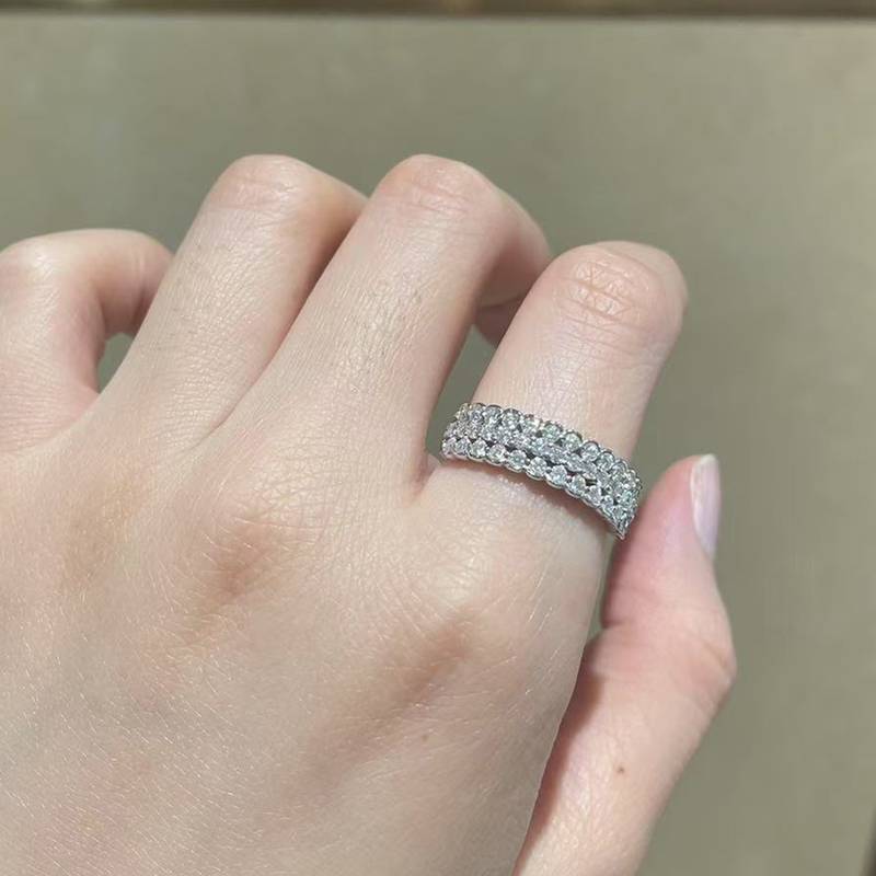 排戒S925银镀白金Women's Ring定制选款副石Moissanite0.95ct